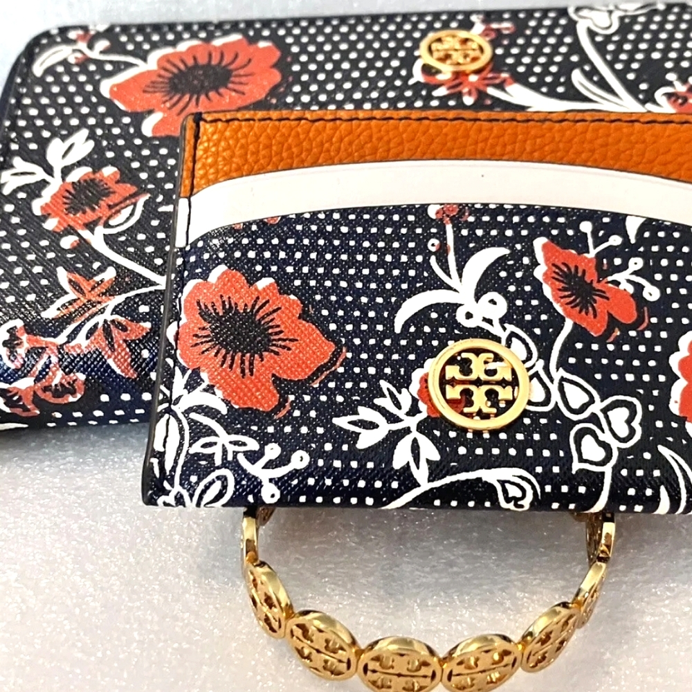 NEW~ Tory Burch Blake Printed Retro Batik Wallet, Card Holder & Cuff Bracelet - Picture 2 of 6